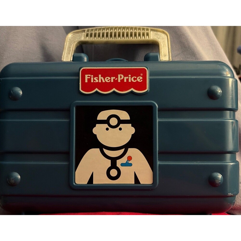 Vintage Fisher Price Medical Kit Doctor Play Set 4 pc w/ Carrying Case